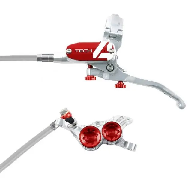 Impianto frenante Hope Tech 4 V4 Braided Argento/Rosso Super Prezzo