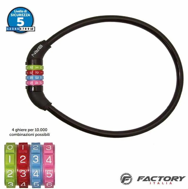 Lucchetto bici a combinazione BRN summer nero Reso Gratuito