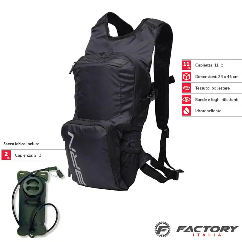 Zaino MTB BRN idrico Medium nero 11 Litri Esclusivo