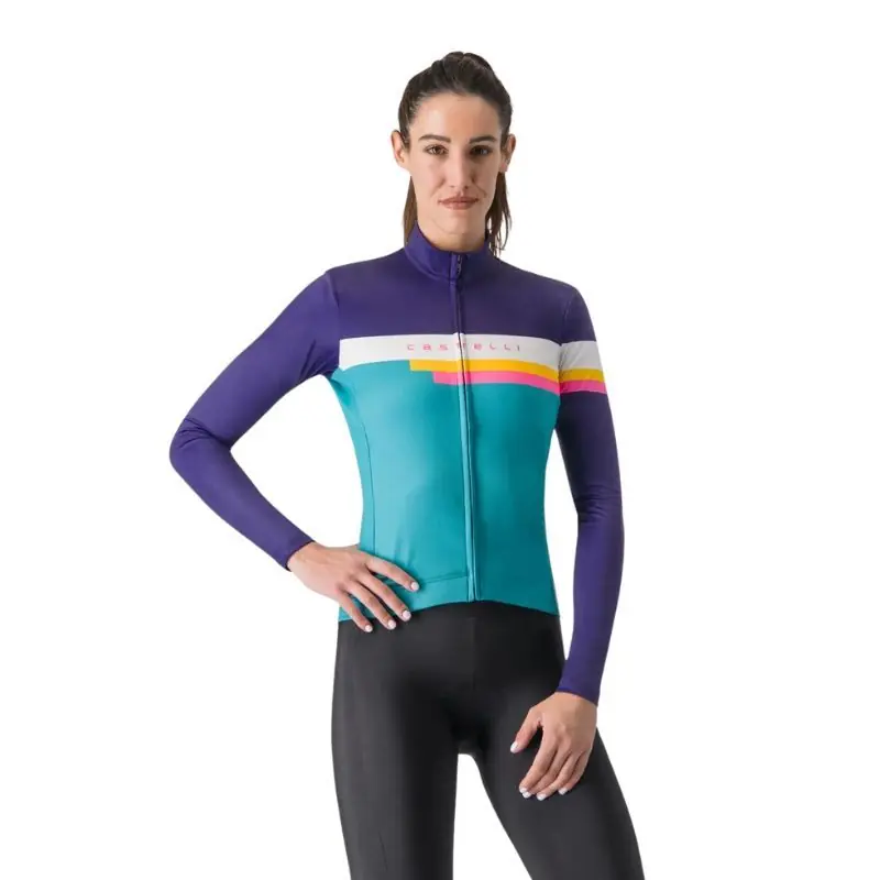 Maglia manica lunga Castelli Tornare donna viola/verde Nuovo Arrivo
