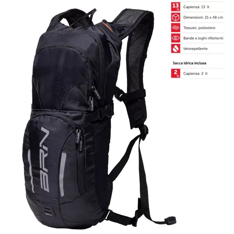 Zaino BRN LARGE NERO 13 litri Promo Stagionale