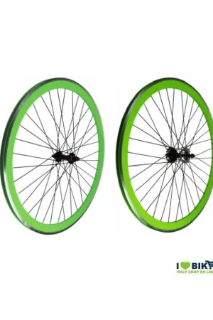 Ruote Fixed 28 36 raggi Mozzi con sfere colore Verde Esclusivo