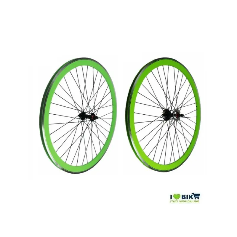 Ruote Fixed 28 36 raggi Mozzi con sfere colore Verde Esclusivo